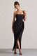 Chosen | Black Bandeau Wrap Maxi Dress With Feather Trim - Club L London - AUS