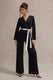 Ruba | Black Tailored Plunge Jumpsuit With Tie Waist - Club L London - AUS