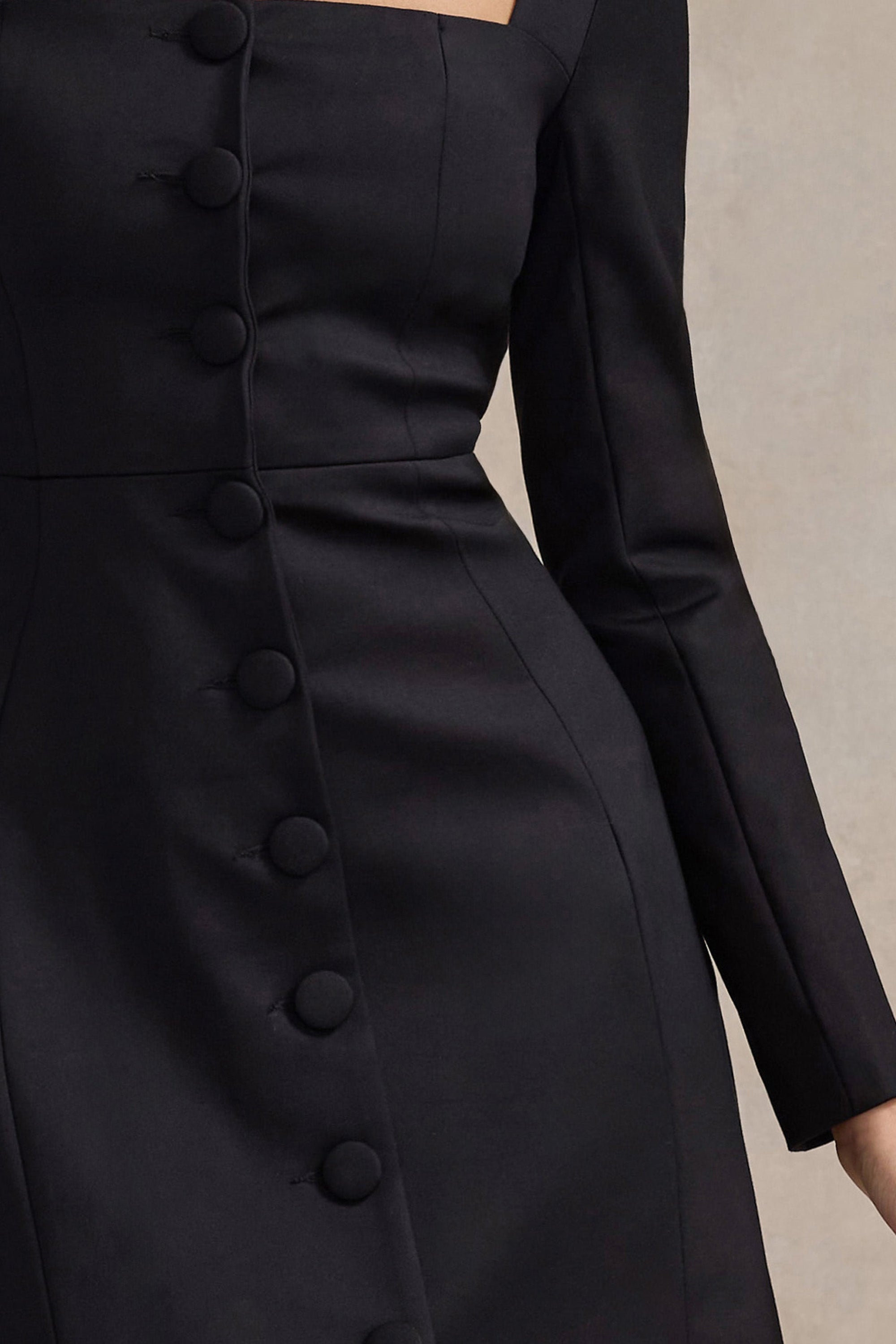 Andie | Black Tailored Square-Neck Mini Dress - Club L London - AUS