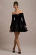 Ottie | Black Velvet Bardot Skater Mini Dress - Club L London - AUS