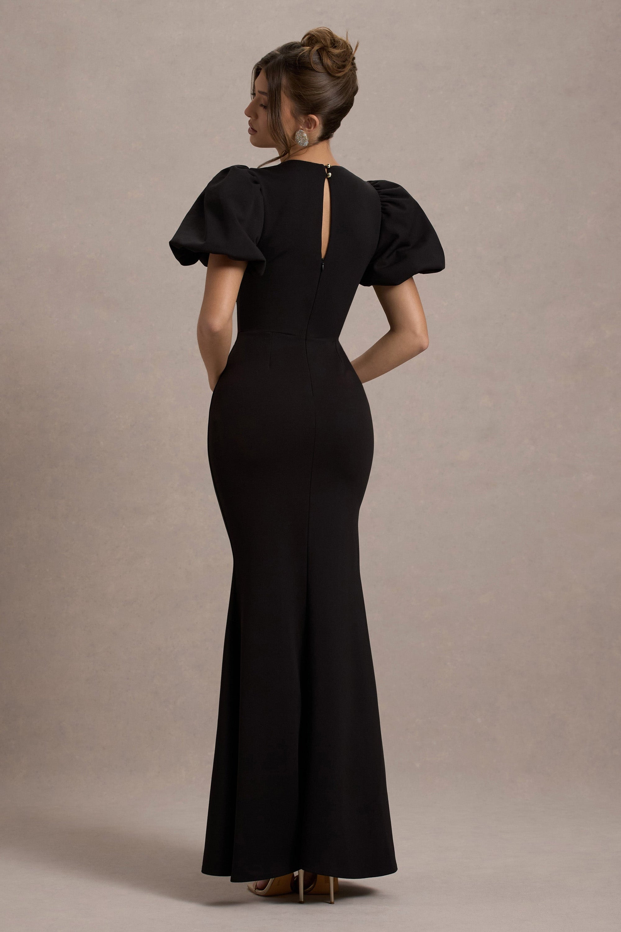 Love Letters | Black Puff-Sleeve Maxi Dress - Club L London - AUS