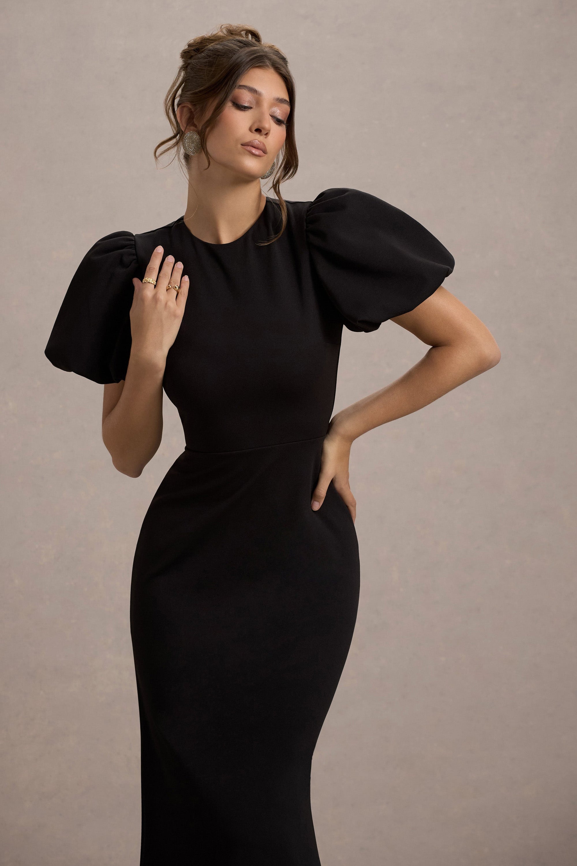 Love Letters | Black Puff-Sleeve Maxi Dress - Club L London - AUS