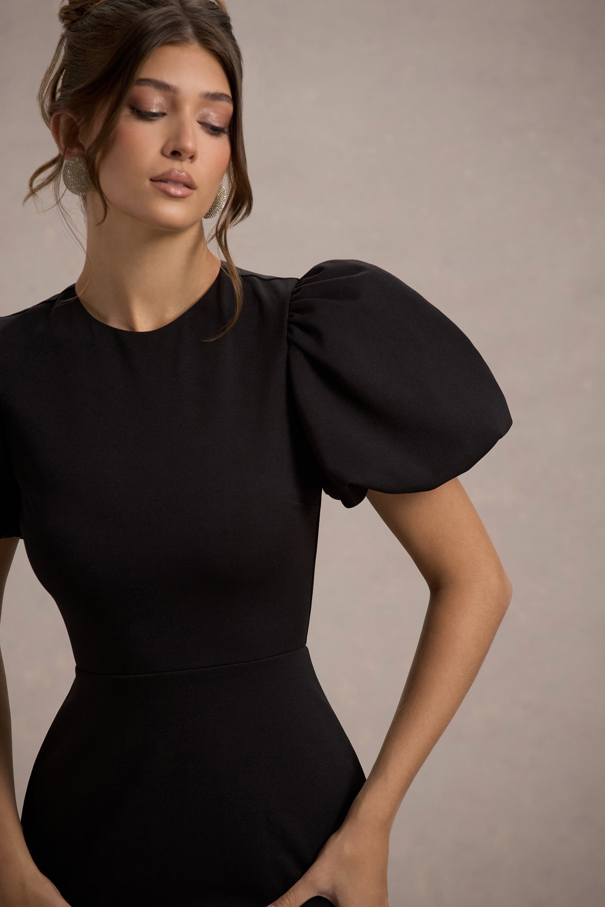 Love Letters | Black Puff-Sleeve Maxi Dress - Club L London - AUS