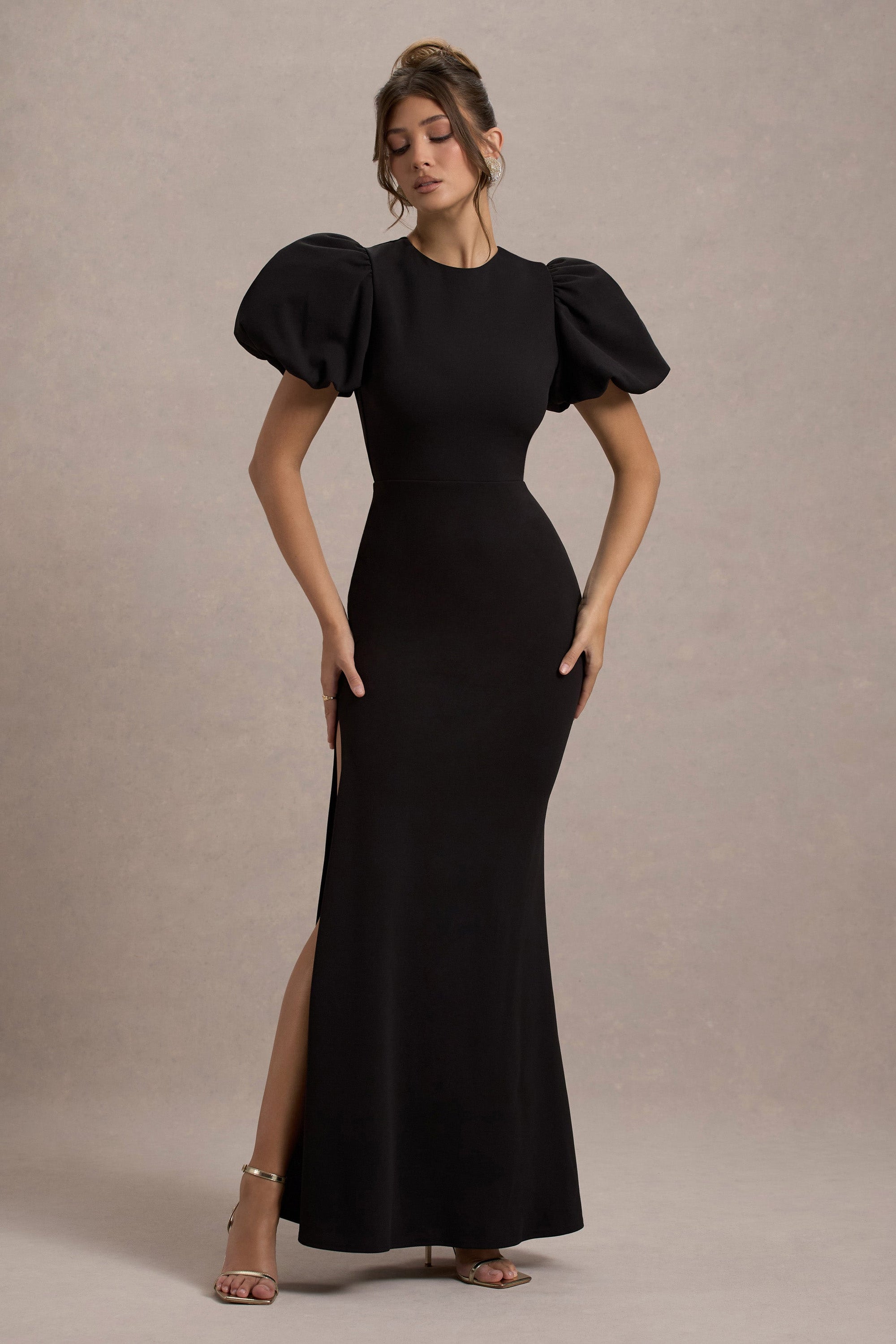 Love Letters | Black Puff-Sleeve Maxi Dress - Club L London - AUS
