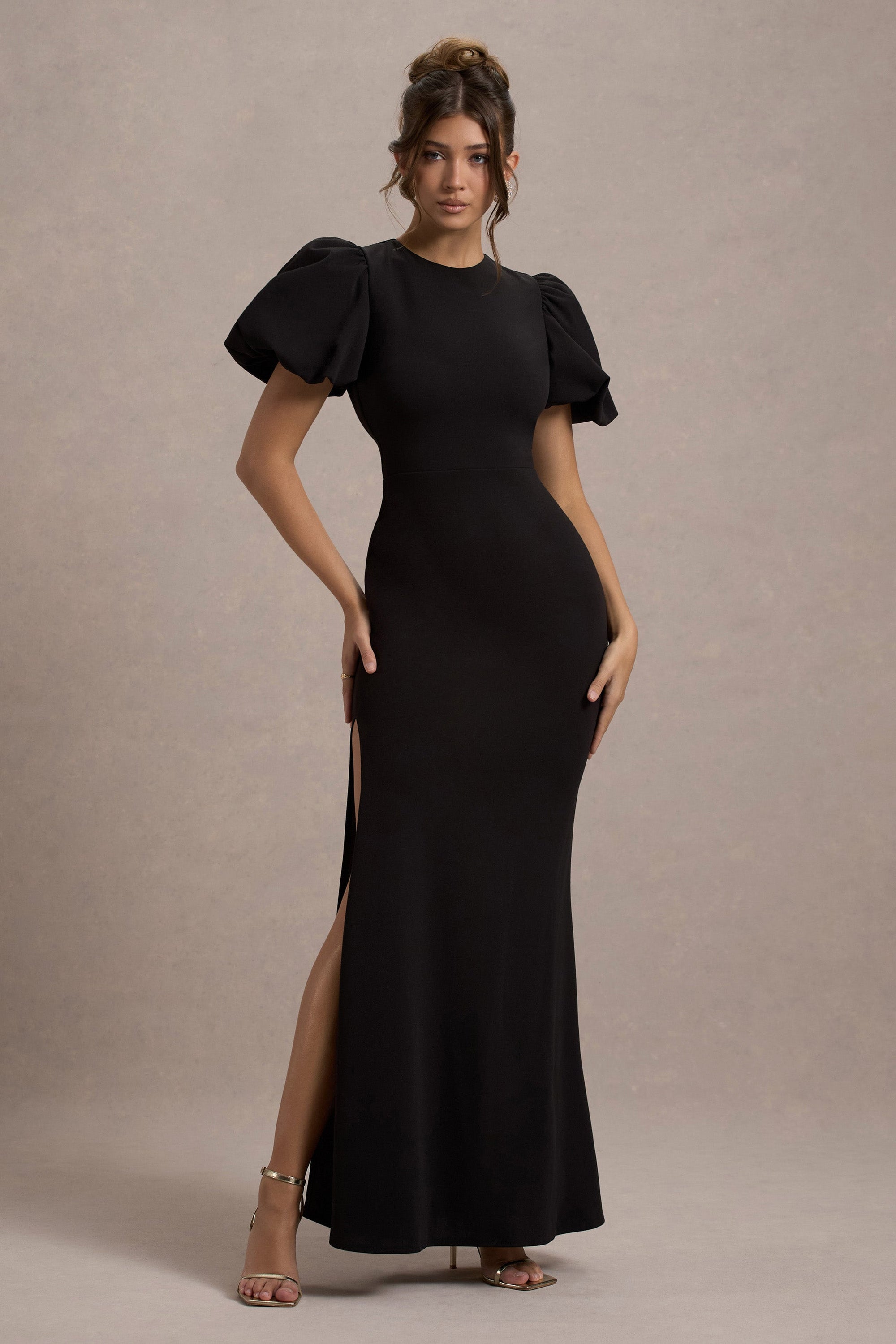Love Letters | Black Puff-Sleeve Maxi Dress - Club L London - AUS