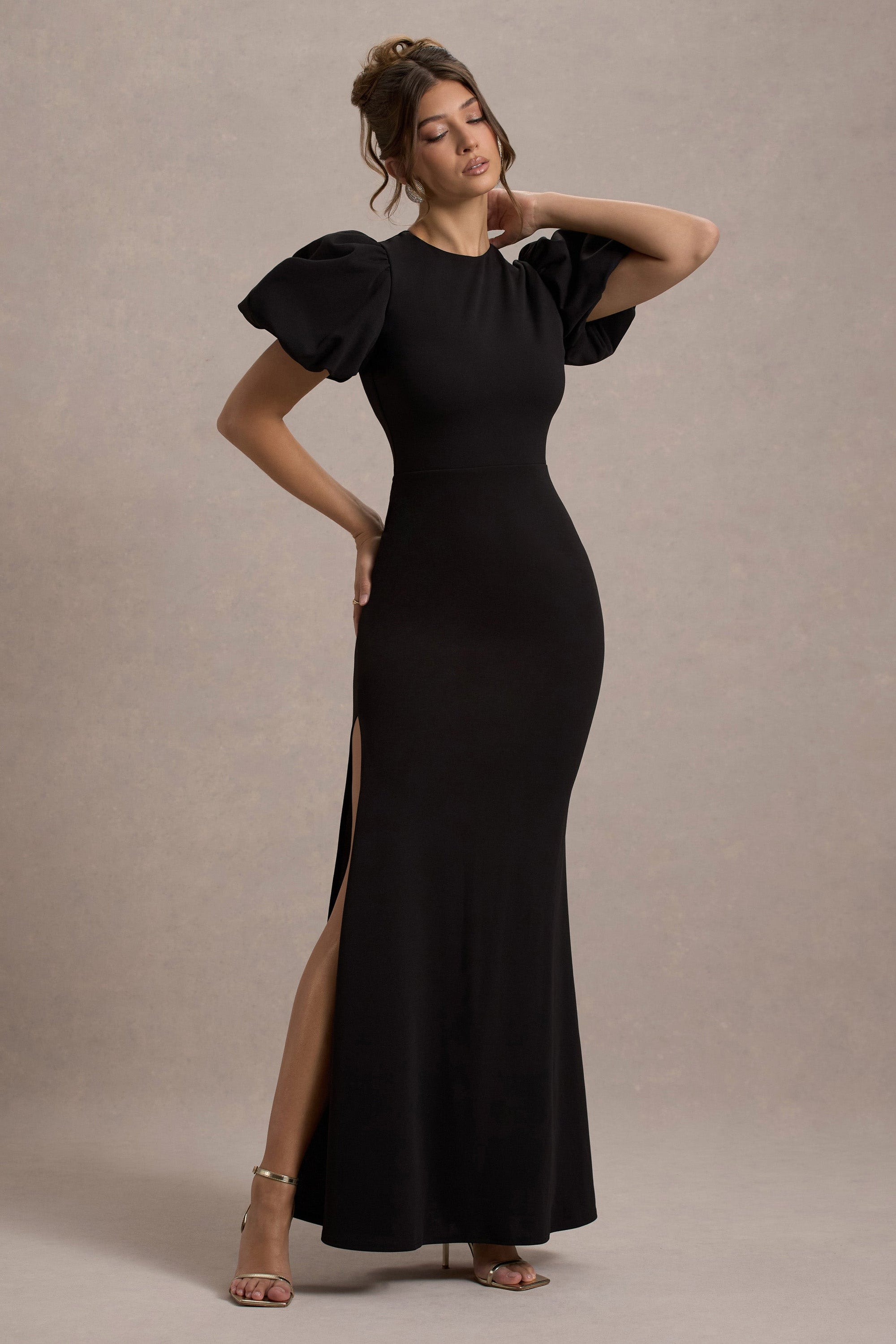 Love Letters | Black Puff-Sleeve Maxi Dress - Club L London - AUS