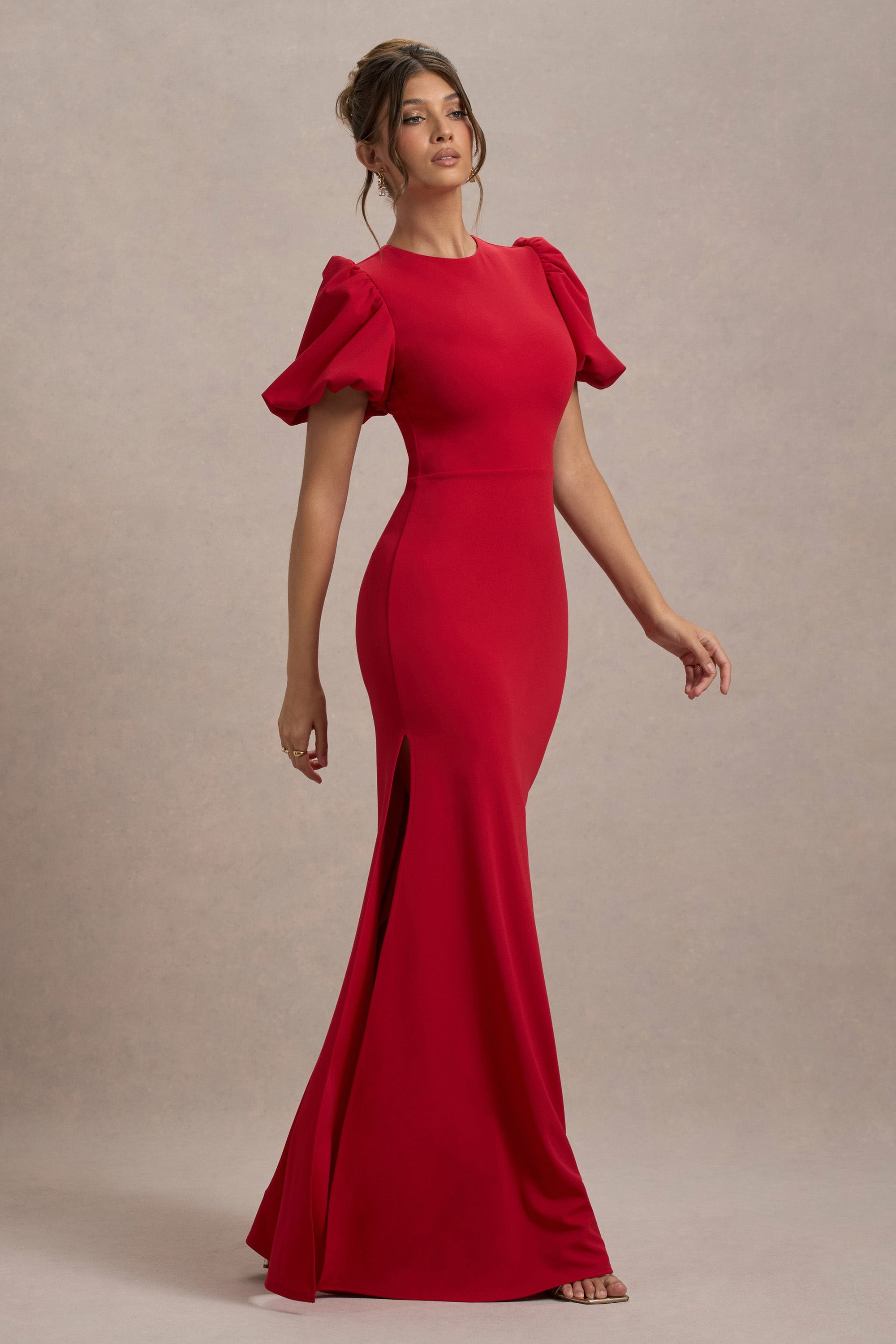 Love Letters | Red Puff-Sleeve Maxi Dress - Club L London - AUS
