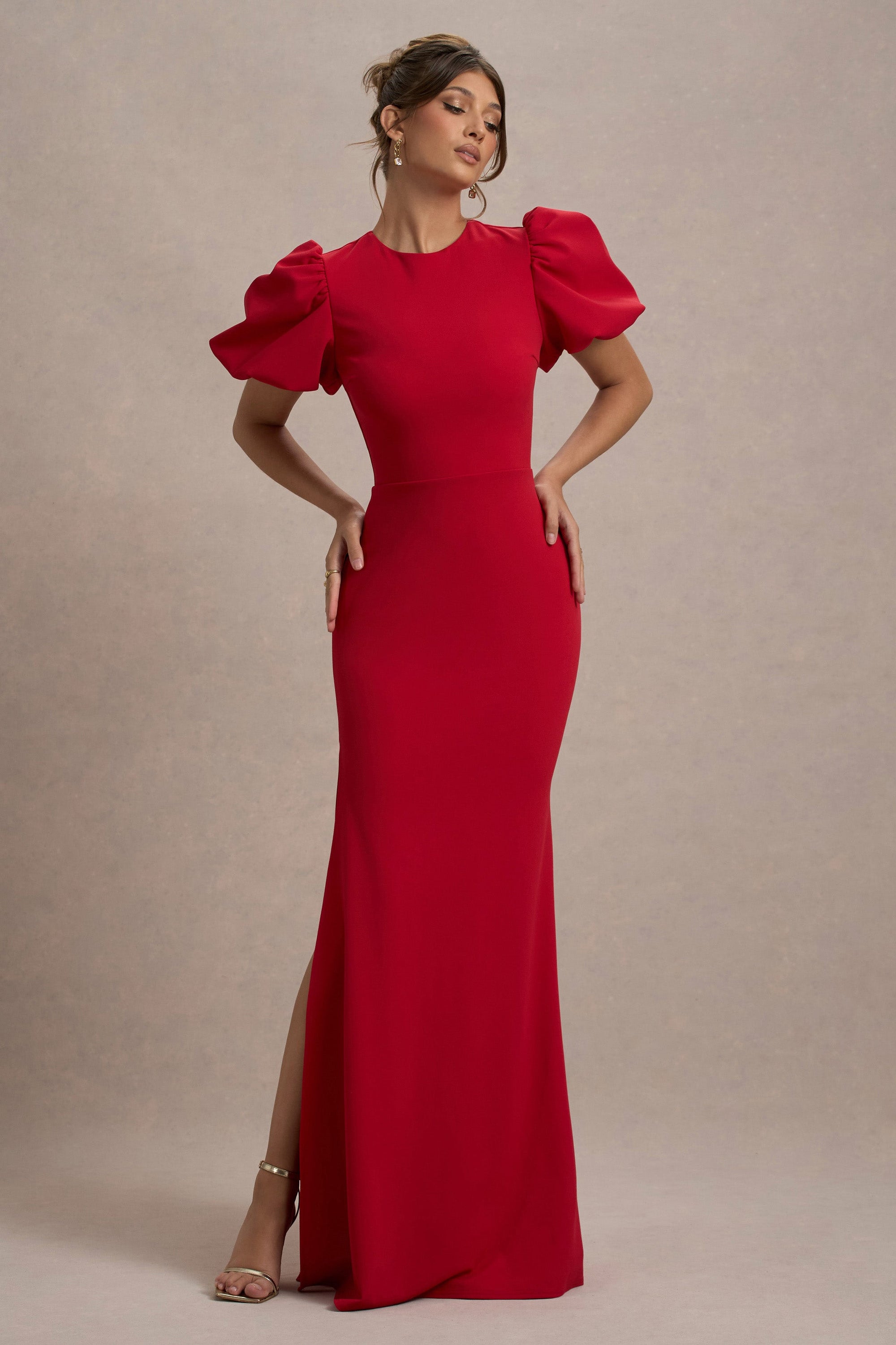 Love Letters | Red Puff-Sleeve Maxi Dress - Club L London - AUS