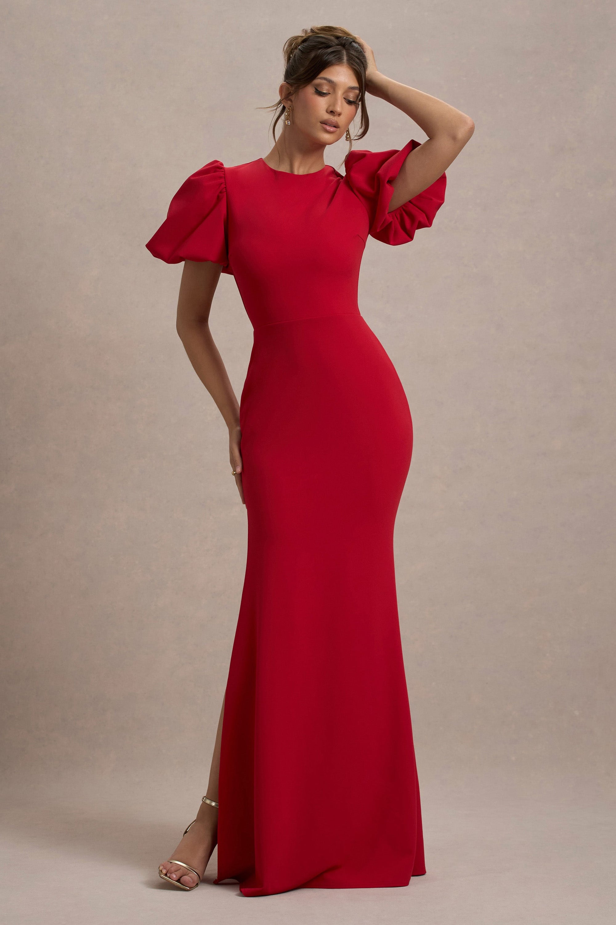 Love Letters | Red Puff-Sleeve Maxi Dress - Club L London - AUS