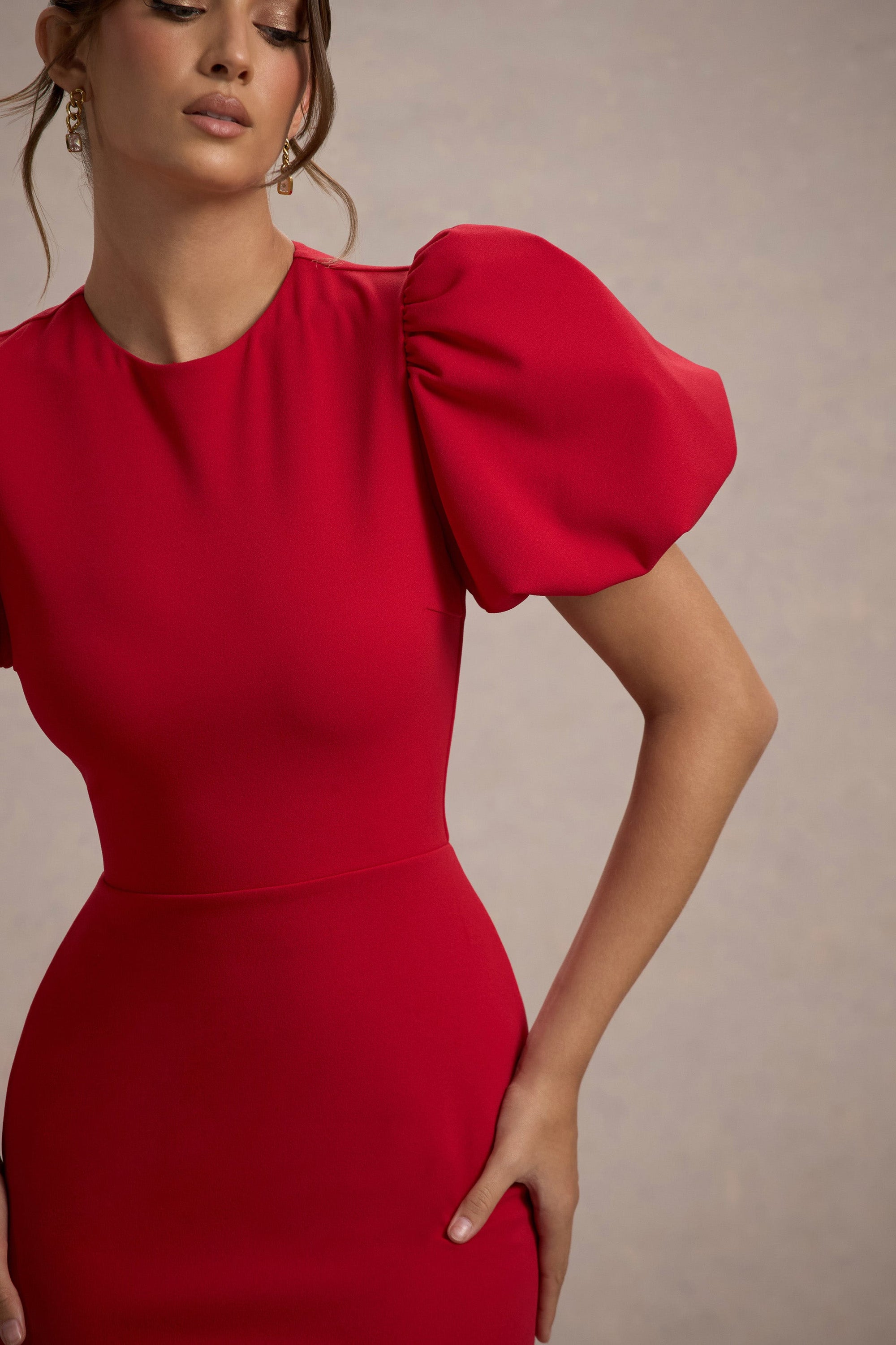 Love Letters | Red Puff-Sleeve Maxi Dress - Club L London - AUS