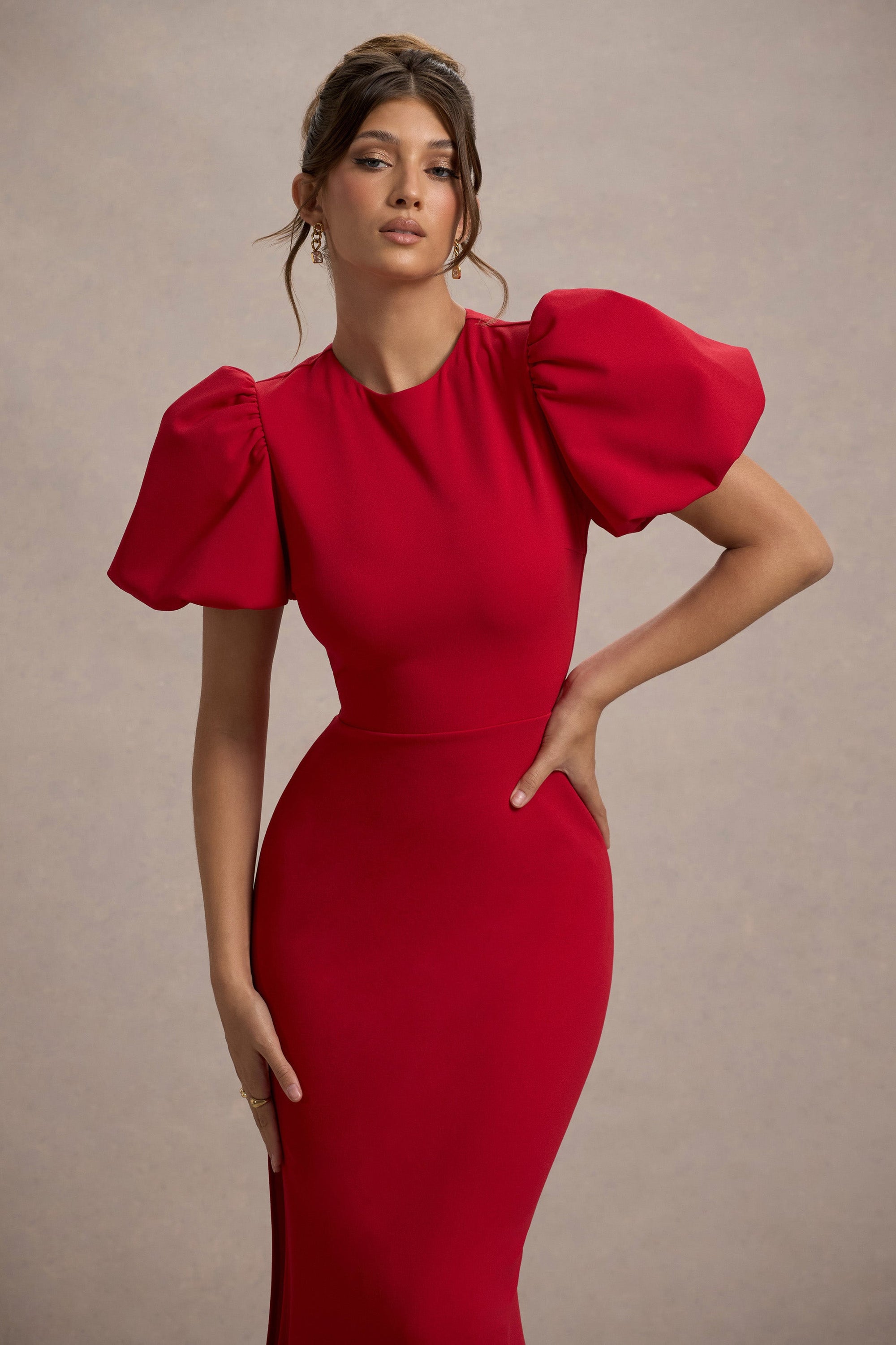 Love Letters | Red Puff-Sleeve Maxi Dress - Club L London - AUS