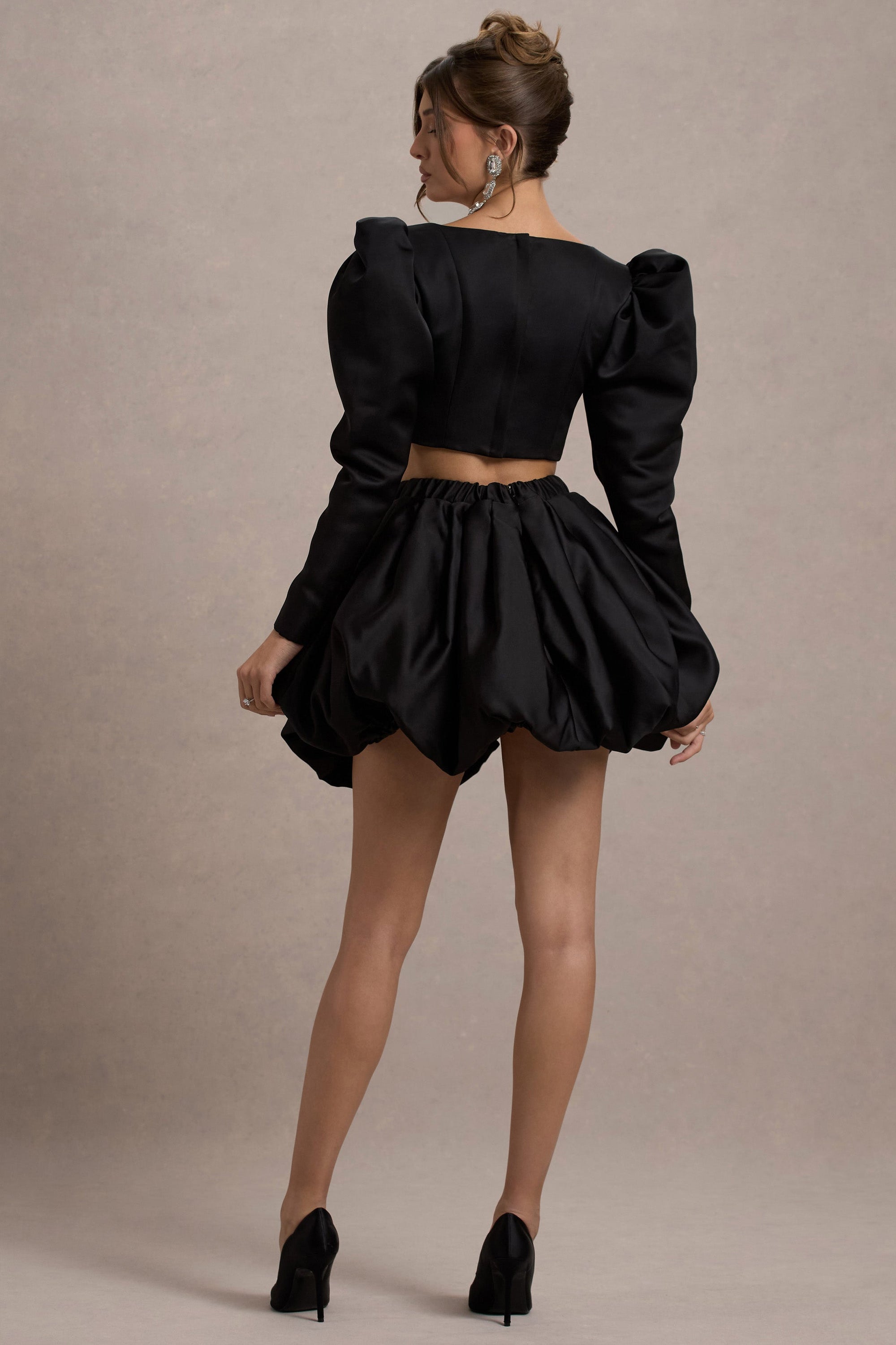 Tosca | Black Satin Bubble Mini Skirt - Club L London - AUS
