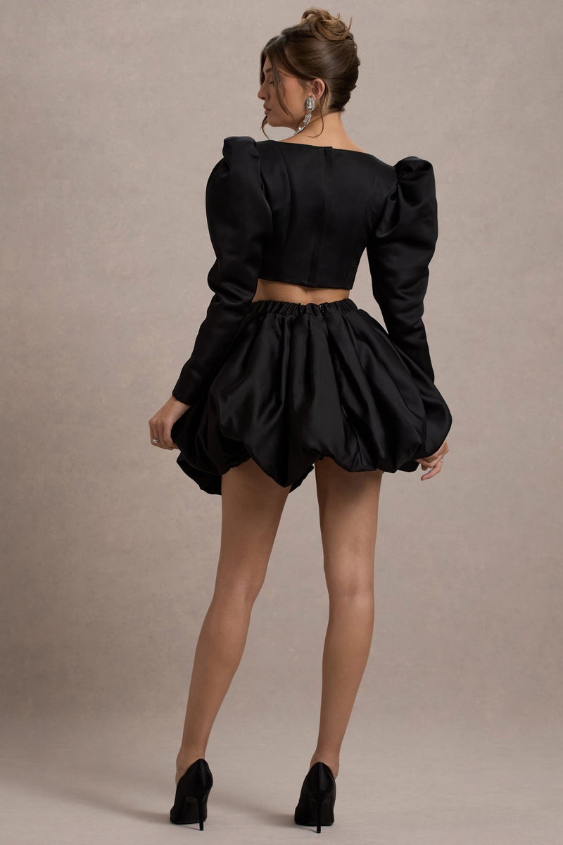 Tosca | Black Satin Bubble Mini Skirt - Club L London - AUS
