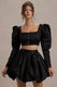 Eloisa | Black Satin Puff-Sleeve Cropped Jacket - Club L London - AUS