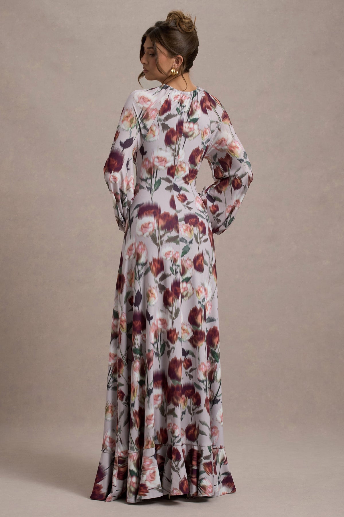 Althena Cream Floral Print BalloonSleeve Maxi Dress Club L London AUS