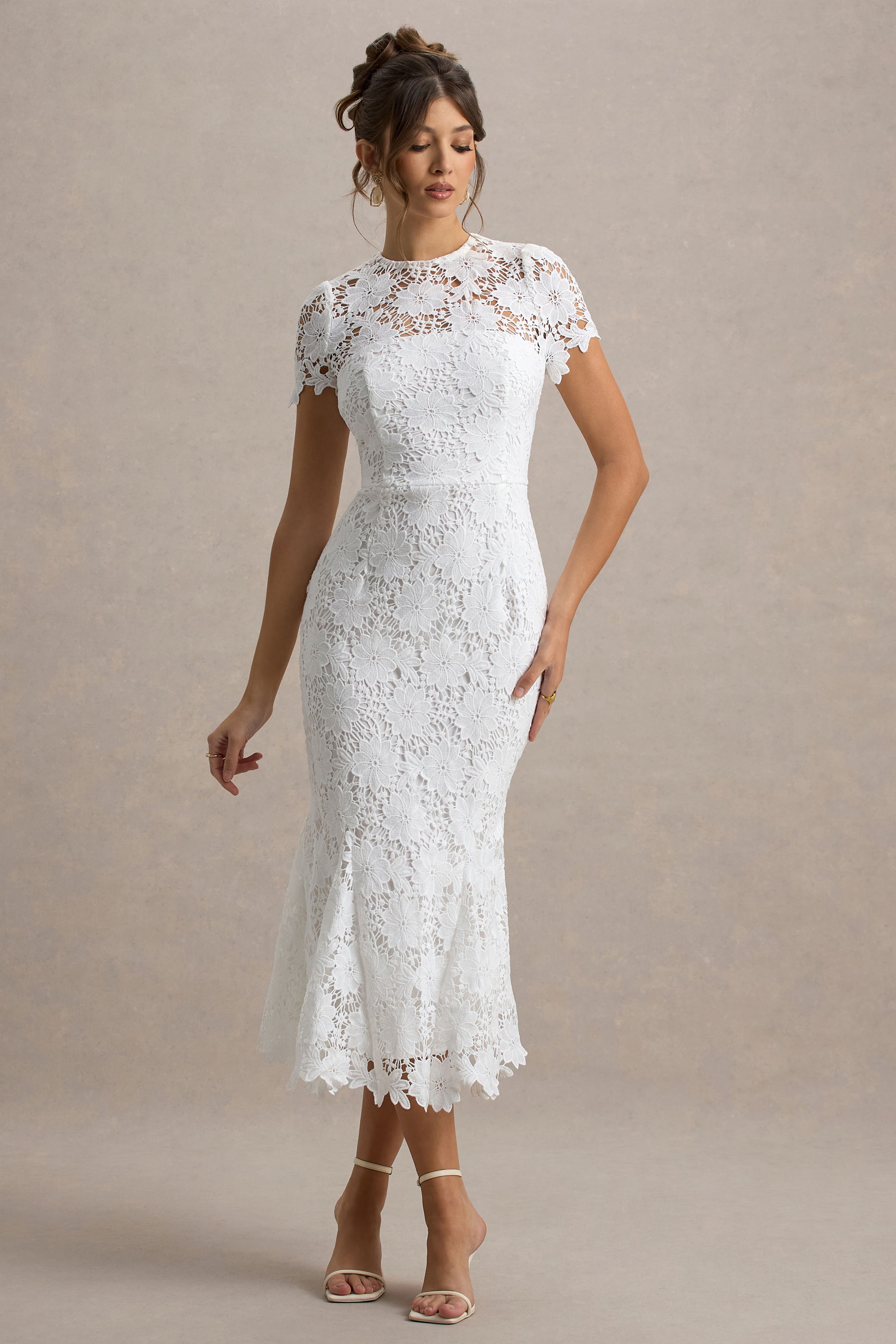 white lace dress australia Elora White Lace Maxi Dress