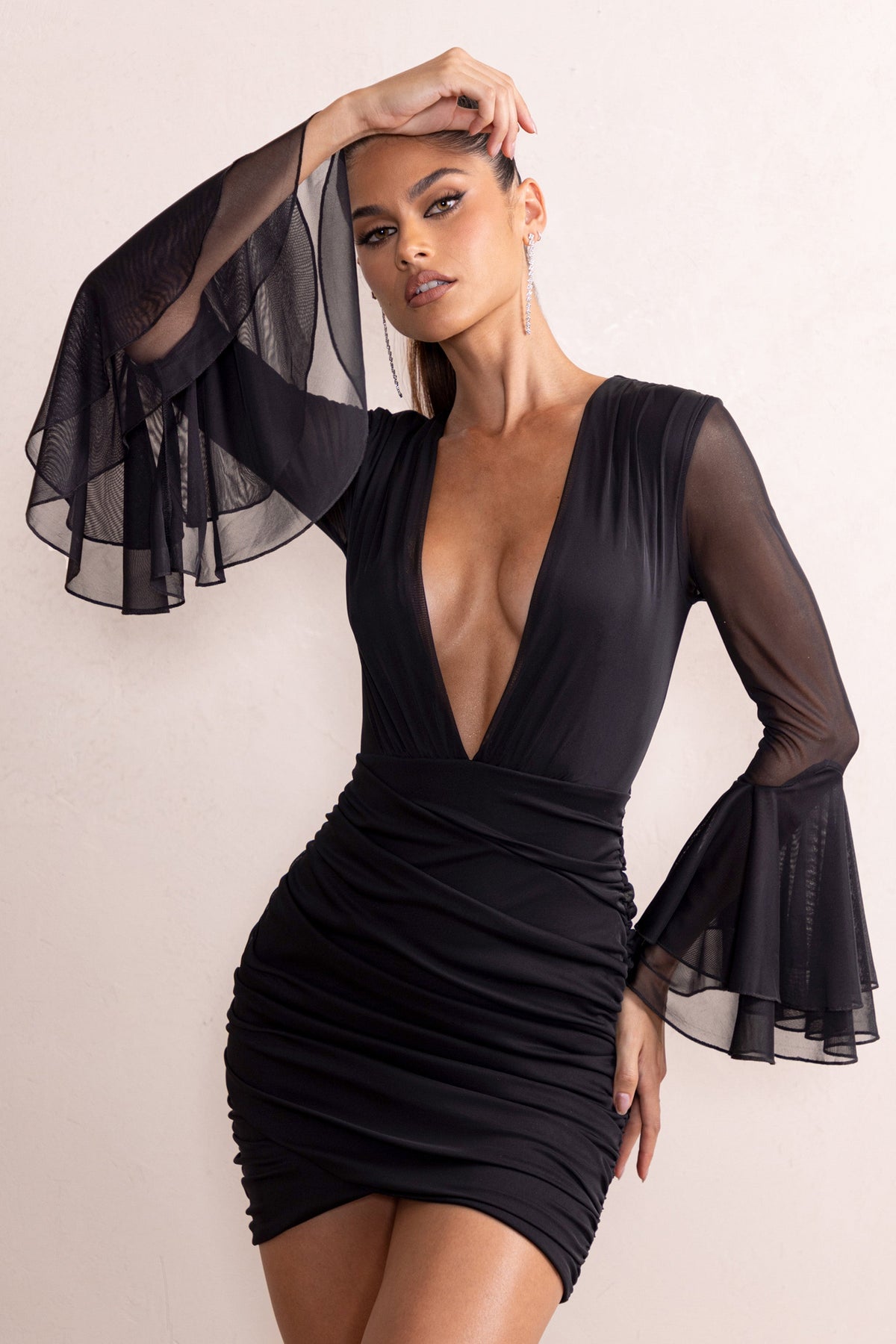 Deep plunge deals black dress