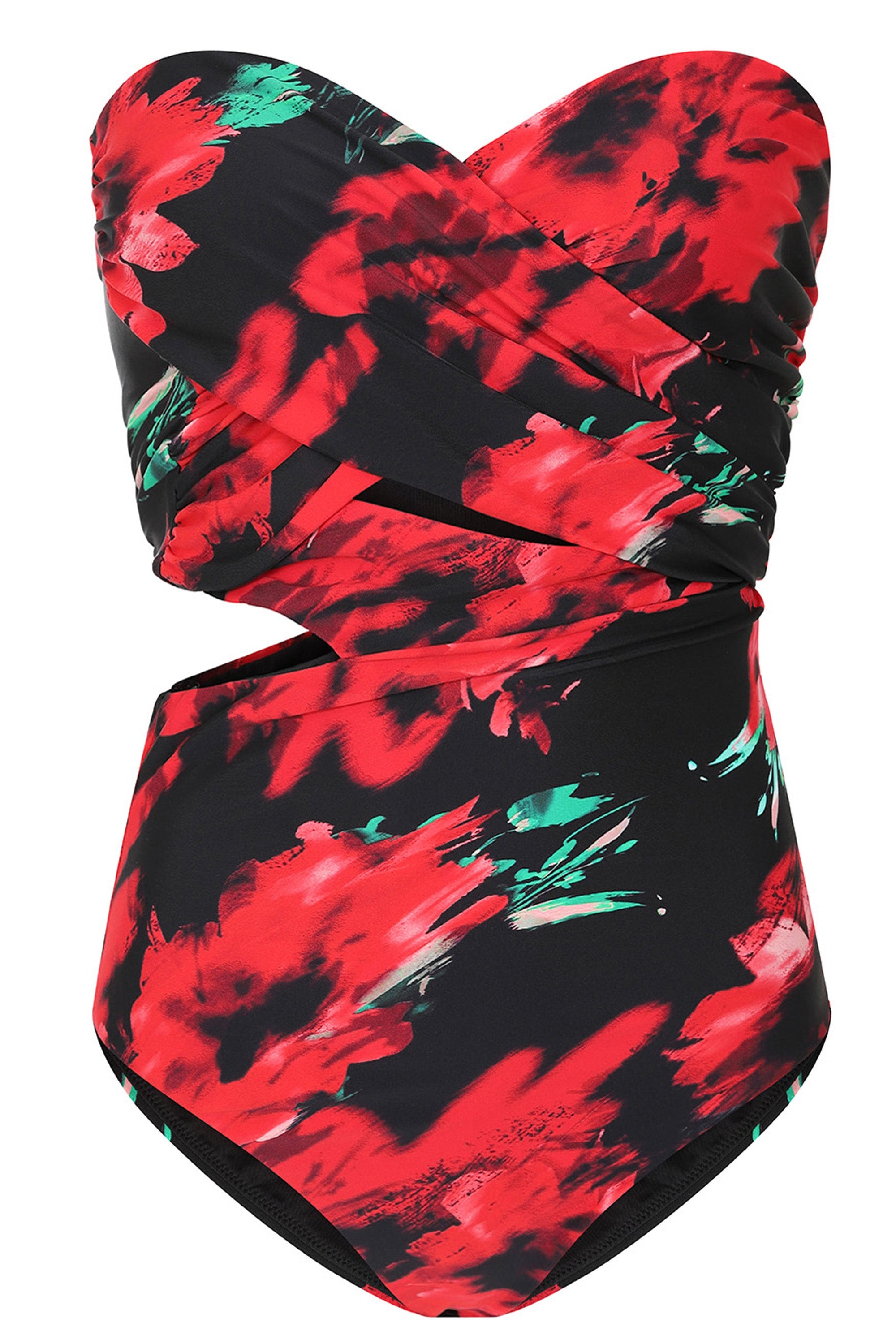 Oyster | Multi Print Wrapped Bardot Swimsuit - Club L London - AUS