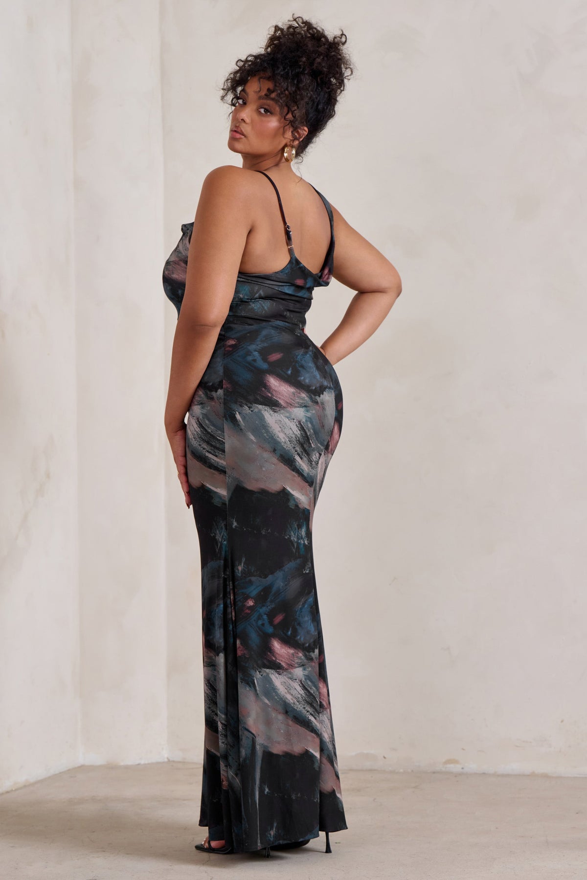 Risk It All Olive Cami Cowl Neck Asymmetric Hem Midi Dress – Club