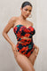 Oyster | Multi Print Wrapped Bardot Swimsuit - Club L London - AUS